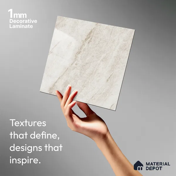 Beige Marble Look LM 03828 8 ft x 4 ft High Gloss Finish Decorative Laminate - 1 mm | Suitable for TV Unit, Wardrobe, Kitchen Cabinets