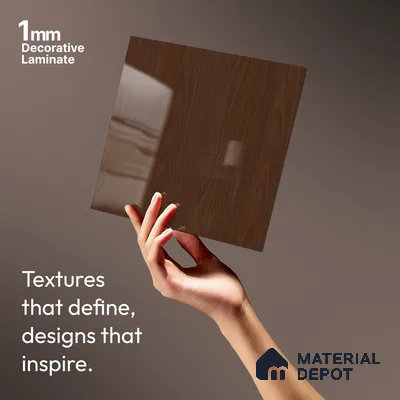Wooden Look LM 03867 Caramel 8 ft x 4 ft High Gloss Finish Decorative Laminate - 1 mm | Suitable for TV Unit, Wardrobe, Kitchen Cabinets