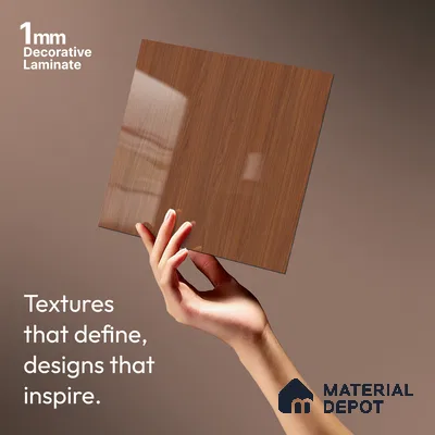Wooden Look LM 03876 Autumn Mahogany 8 ft x 4 ft High Gloss Finish Decorative Laminate - 1 mm | Suitable for TV Unit, Wardrobe, Kitchen Cabinets