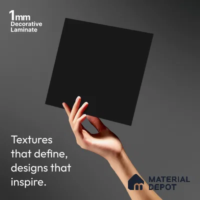 Jet Black Solid Colors Look LM 03903 8 ft x 4 ft Matte Finish Decorative Laminate - 1 mm | Suitable for Living Room, Kitchen, Office