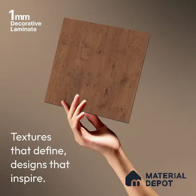 Wooden Look LM 03966 Spice Wood 8 ft x 4 ft Suede Finish Decorative Laminate - 1 mm | Suitable for TV Unit, Wardrobe, Kitchen Cabinets