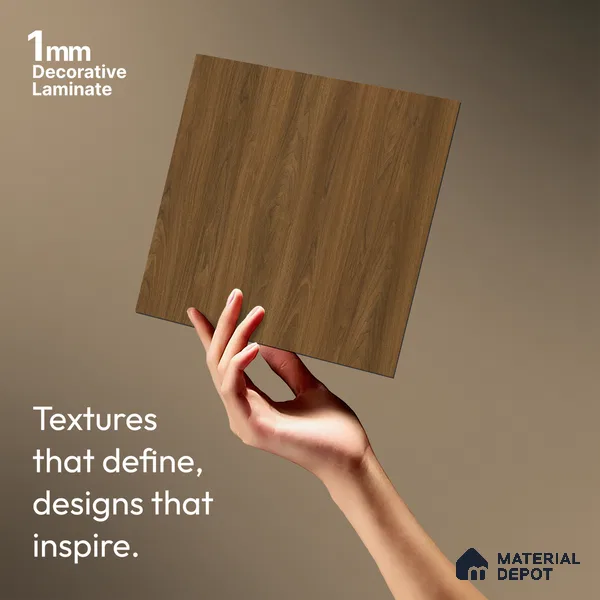 Wooden Look LM 03973 Teak Wood 8 ft x 4 ft Suede Finish Decorative Laminate - 1 mm | Suitable for TV Unit, Wardrobe, Kitchen Cabinets