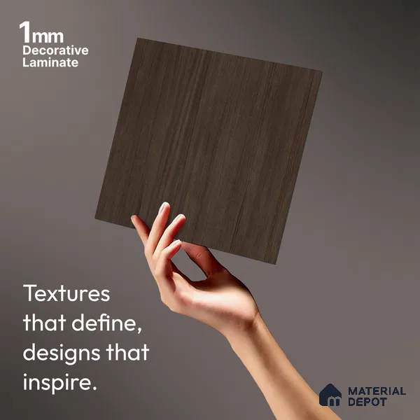 Wooden Look LM 03978 Muscat Teak Dark 8 ft x 4 ft Suede Finish Decorative Laminate - 1 mm | Suitable for TV Unit, Wardrobe, Kitchen Cabinets