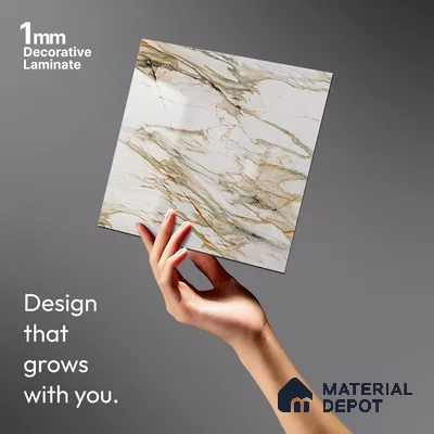 Beige Marble Look LM 20114 8 ft x 4 ft Glossy Finish Decorative Laminate - 1 mm | Suitable for TV Unit, Wardrobe, Kitchen Cabinets