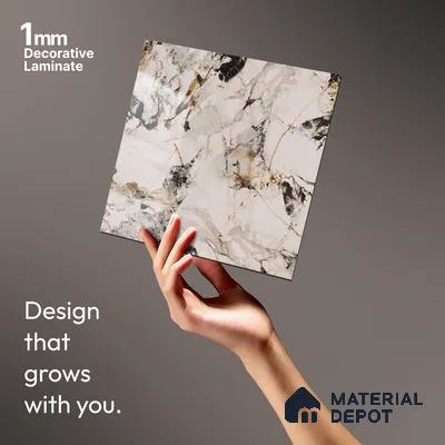 Beige Marble Look LM 20116 8 ft x 4 ft Glossy Finish Decorative Laminate - 1 mm | Suitable for TV Unit, Wardrobe, Kitchen Cabinets
