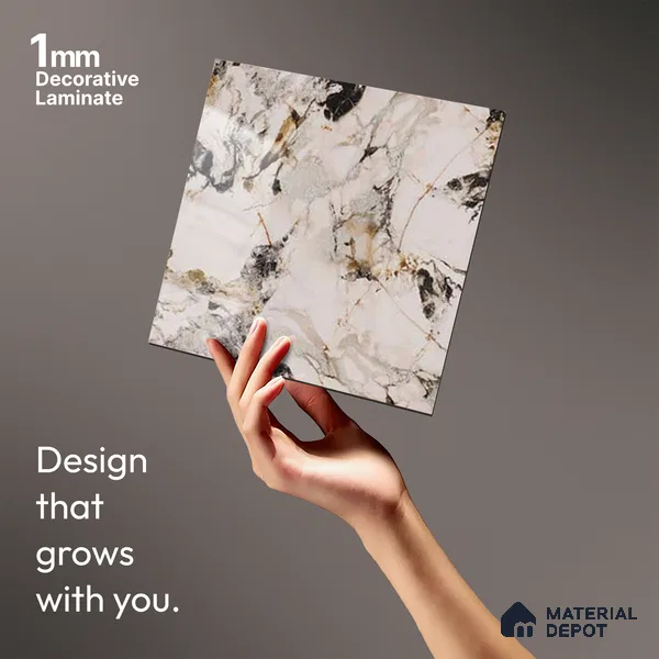 Beige Marble Look LM 20116 8 ft x 4 ft Glossy Finish Decorative Laminate - 1 mm | Suitable for TV Unit, Wardrobe, Kitchen Cabinets