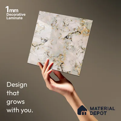 Beige Marble Look LM 20118 8 ft x 4 ft Glossy Finish Decorative Laminate - 1 mm | Suitable for TV Unit, Wardrobe, Kitchen Cabinets