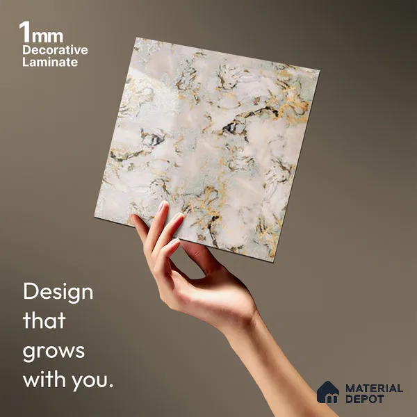 Beige Marble Look LM 20118 8 ft x 4 ft Glossy Finish Decorative Laminate - 1 mm | Suitable for TV Unit, Wardrobe, Kitchen Cabinets