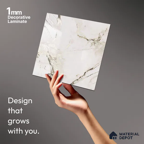 Beige Marble Look LM 20119 8 ft x 4 ft Glossy Finish Decorative Laminate - 1 mm | Suitable for TV Unit, Wardrobe, Kitchen Cabinets