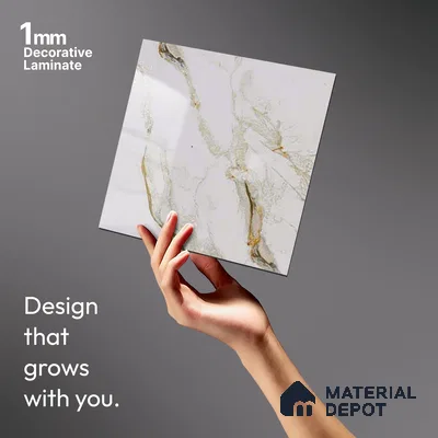 Beige Marble Look LM 20121 8 ft x 4 ft Glossy Finish Decorative Laminate - 1 mm | Suitable for TV Unit, Wardrobe, Kitchen Cabinets