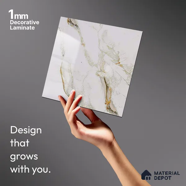 Beige Marble Look LM 20121 8 ft x 4 ft Glossy Finish Decorative Laminate - 1 mm | Suitable for TV Unit, Wardrobe, Kitchen Cabinets