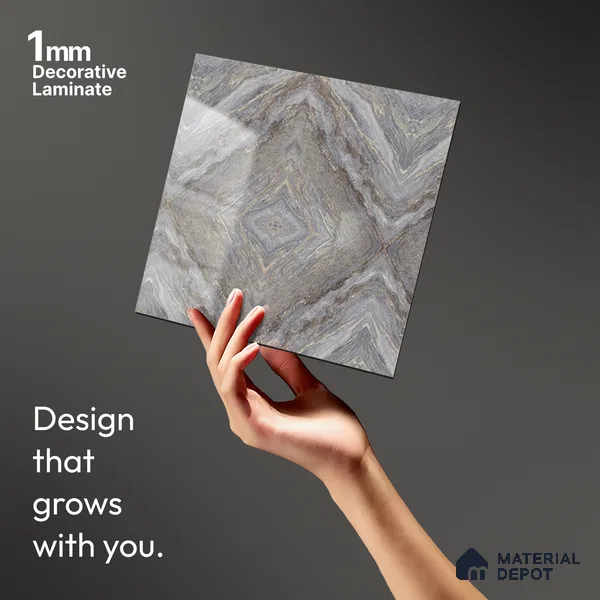 Grey Marble Look LM 20126 8 ft x 4 ft Glossy Finish Decorative Laminate - 1 mm | Suitable for TV Unit, Wardrobe, Kitchen Cabinets