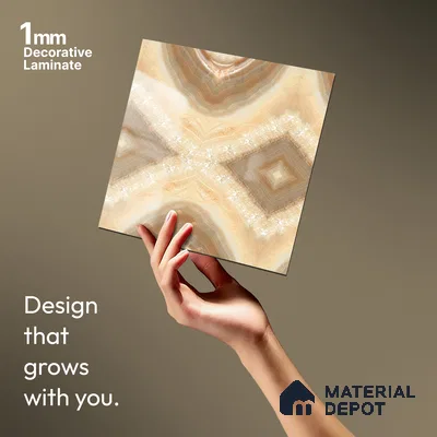 Brown Marble Look LM 20137 8 ft x 4 ft Glossy Finish Decorative Laminate - 1 mm | Suitable for TV Unit, Wardrobe, Kitchen Cabinets