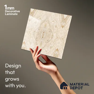 Brown Marble Look LM 20138 8 ft x 4 ft Glossy Finish Decorative Laminate - 1 mm | Suitable for TV Unit, Wardrobe, Kitchen Cabinets