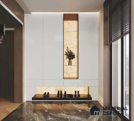 Light Grey Solid Colors Look LM 23863 8 ft x 4 ft High Gloss Finish 6H Anti Scratch Acrylic Laminate - 2 mm | Suitable for Living Room, Kitchen, Office