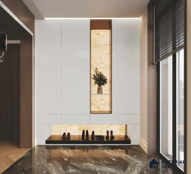 Light Grey Solid Colors Look LM 23863 8 ft x 4 ft High Gloss Finish 6H Anti Scratch Acrylic Laminate - 2 mm | Suitable for Living Room, Kitchen, Office