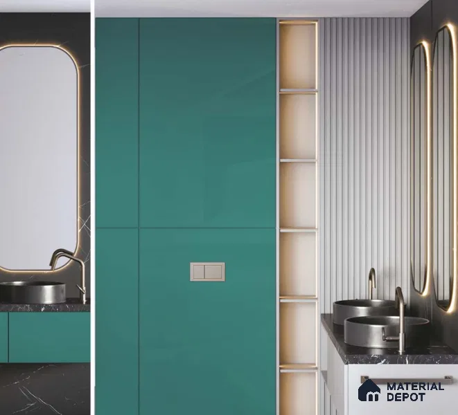 Teal Blue Solid Colors Look LM 23888 8 ft x 4 ft High Gloss Finish 6H Anti Scratch Acrylic Laminate - 2 mm | Suitable for Living Room, Kitchen, Office