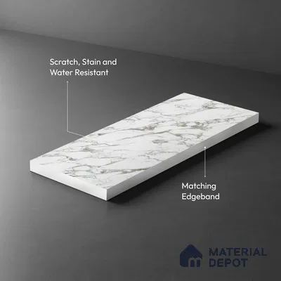 White Marble Look LM 03363 8 ft x 4 ft Super Matte Finish Decorative Laminate - 1 mm | Suitable for TV Unit, Wardrobe, Kitchen Cabinets