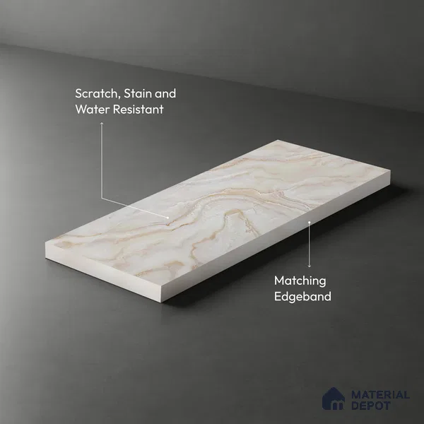 Beige Marble Look LM 03774 8 ft x 4 ft Matte Finish Decorative Laminate - 1 mm | Suitable for TV Unit, Wardrobe, Kitchen Cabinets