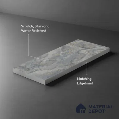 Grey Marble Look LM 03775 8 ft x 4 ft Matte Finish Decorative Laminate - 1 mm | Suitable for TV Unit, Wardrobe, Kitchen Cabinets