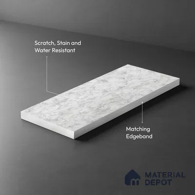 White Marble Look LM 03801 8 ft x 4 ft Texture Finish Decorative Laminate - 1 mm | Suitable for TV Unit, Wardrobe, Kitchen Cabinets