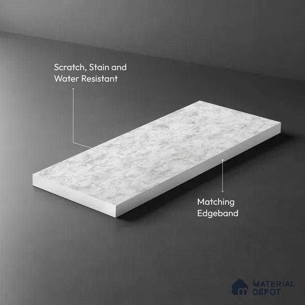 White Marble Look LM 03801 8 ft x 4 ft Texture Finish Decorative Laminate - 1 mm | Suitable for TV Unit, Wardrobe, Kitchen Cabinets