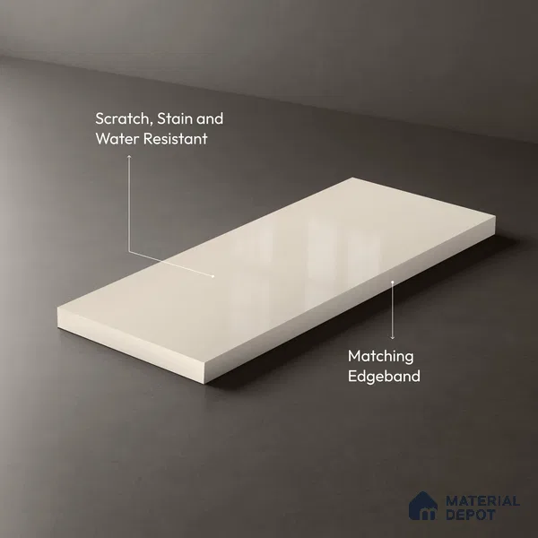 Light Beige Solid Colors Look LM 03802 8 ft x 4 ft High Gloss Finish Decorative Laminate - 1 mm | Suitable for Living Room, Kitchen, Office