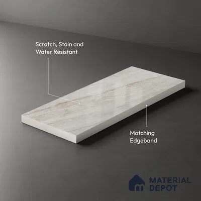 Beige Marble Look LM 03828 8 ft x 4 ft High Gloss Finish Decorative Laminate - 1 mm | Suitable for TV Unit, Wardrobe, Kitchen Cabinets