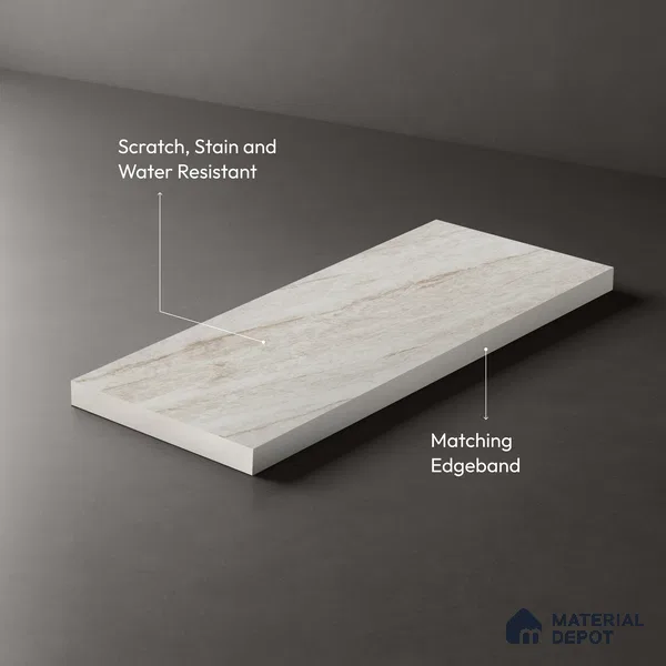 Beige Marble Look LM 03830 8 ft x 4 ft Texture Finish Decorative Laminate - 1 mm | Suitable for TV Unit, Wardrobe, Kitchen Cabinets