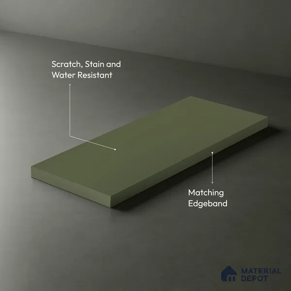 Acacia Green Solid Colors Look LM 03855 8 ft x 4 ft Matte Finish Decorative Laminate - 1 mm | Suitable for Living Room, Kitchen, Office