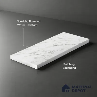 White Marble Look LM 03885 8 ft x 4 ft Texture Finish Decorative Laminate - 1 mm | Suitable for TV Unit, Wardrobe, Kitchen Cabinets