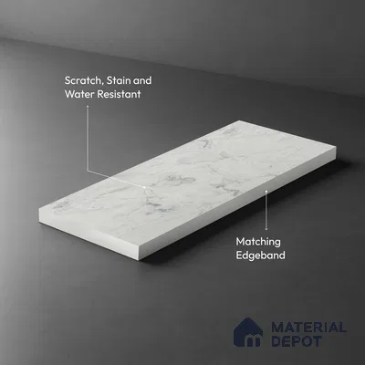 White Marble Look LM 03888 8 ft x 4 ft Matte Finish Decorative Laminate - 1 mm | Suitable for TV Unit, Wardrobe, Kitchen Cabinets