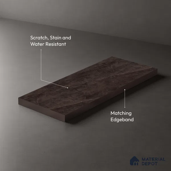 Brown Marble Look LM 03891 8 ft x 4 ft Matte Finish Decorative Laminate - 1 mm | Suitable for TV Unit, Wardrobe, Kitchen Cabinets