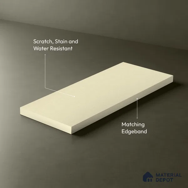 Beige Textured Solid Look LM 03943 8 ft x 4 ft Texture Finish Decorative Laminate - 1 mm | Suitable for TV Unit, Wardrobe, Kitchen Cabinets