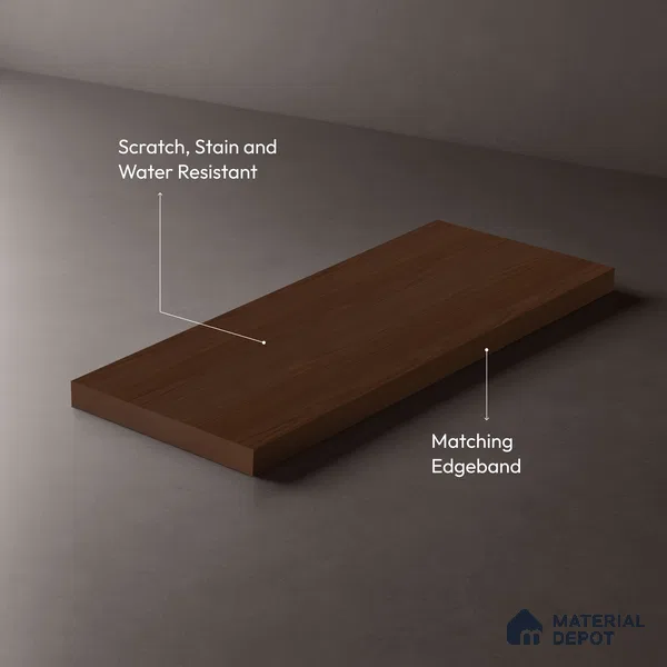 Wooden Look LM 03959 Caramel 8 ft x 4 ft Suede Finish Decorative Laminate - 1 mm | Suitable for TV Unit, Wardrobe, Kitchen Cabinets