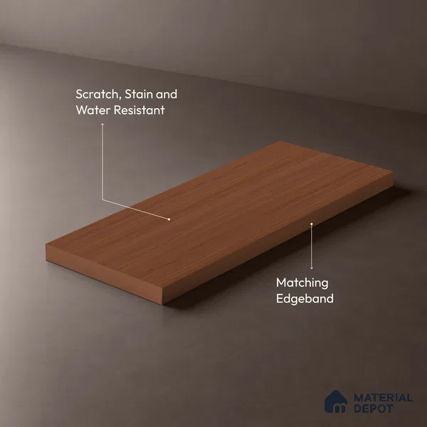 Wooden Look LM 03963 Autumn Mahogany 8 ft x 4 ft Suede Finish Decorative Laminate - 1 mm | Suitable for TV Unit, Wardrobe, Kitchen Cabinets