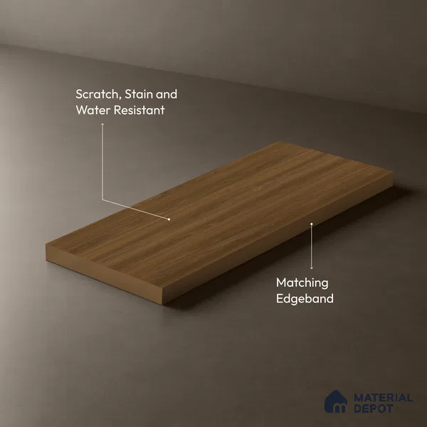 Wooden Look LM 03973 Teak Wood 8 ft x 4 ft Suede Finish Decorative Laminate - 1 mm | Suitable for TV Unit, Wardrobe, Kitchen Cabinets