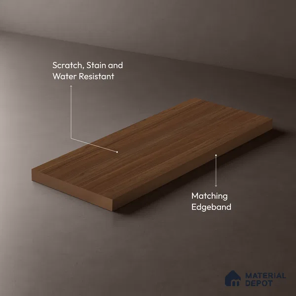 Wooden Look LM 03974 Mountain Walnut 8 ft x 4 ft Suede Finish Decorative Laminate - 1 mm | Suitable for TV Unit, Wardrobe, Kitchen Cabinets