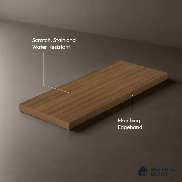 Wooden Look LM 03981 Malaysian Wood 8 ft x 4 ft Suede Finish Decorative Laminate - 1 mm | Suitable for TV Unit, Wardrobe, Kitchen Cabinets