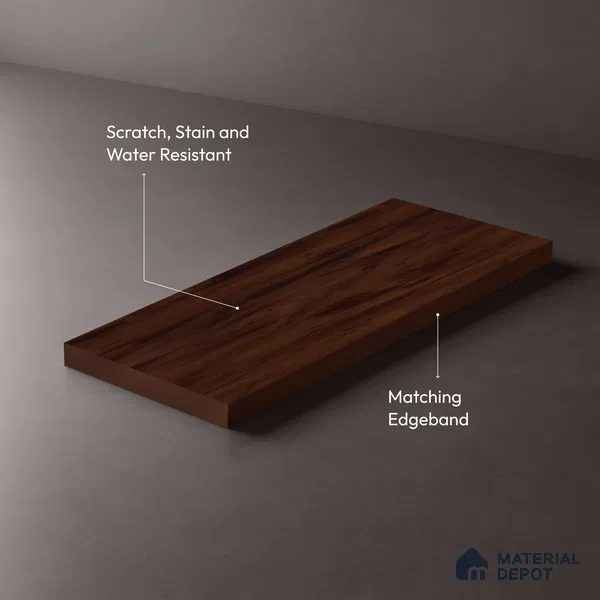 Wooden Look LM 03991 Sisam Walnut 8 ft x 4 ft Suede Finish Decorative Laminate - 1 mm | Suitable for TV Unit, Wardrobe, Kitchen Cabinets