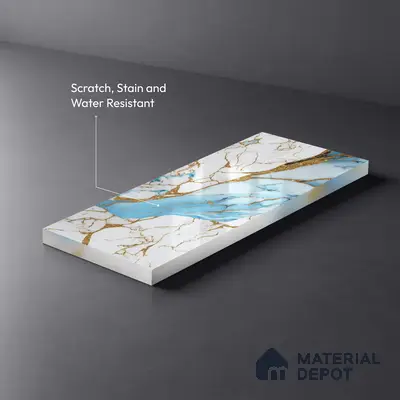 White Marble Look LM 20109 8 ft x 4 ft Glossy Finish Decorative Laminate - 1 mm | Suitable for TV Unit, Wardrobe, Kitchen Cabinets