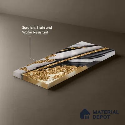 White Marble Look LM 20110 8 ft x 4 ft Glossy Finish Decorative Laminate - 1 mm | Suitable for TV Unit, Wardrobe, Kitchen Cabinets