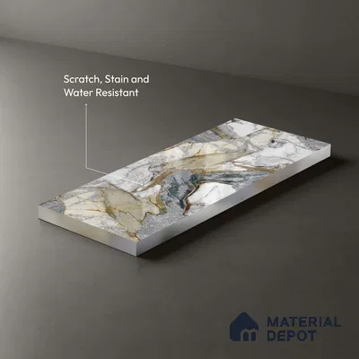 Grey Marble Look LM 20111 8 ft x 4 ft Glossy Finish Decorative Laminate - 1 mm | Suitable for TV Unit, Wardrobe, Kitchen Cabinets