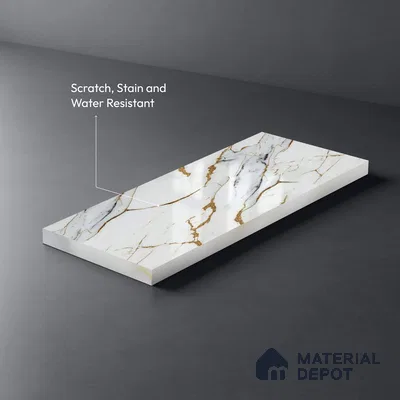 White Marble Look LM 20113 8 ft x 4 ft Glossy Finish Decorative Laminate - 1 mm | Suitable for TV Unit, Wardrobe, Kitchen Cabinets