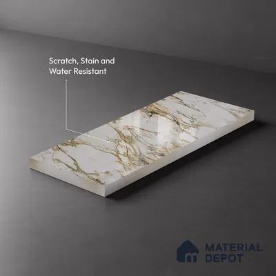 Beige Marble Look LM 20114 8 ft x 4 ft Glossy Finish Decorative Laminate - 1 mm | Suitable for TV Unit, Wardrobe, Kitchen Cabinets