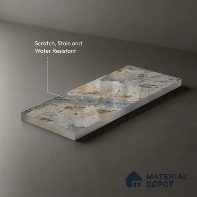 Beige Marble Look LM 20115 8 ft x 4 ft Glossy Finish Decorative Laminate - 1 mm | Suitable for TV Unit, Wardrobe, Kitchen Cabinets