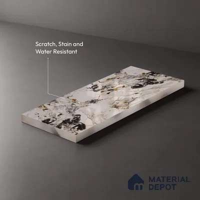 Beige Marble Look LM 20116 8 ft x 4 ft Glossy Finish Decorative Laminate - 1 mm | Suitable for TV Unit, Wardrobe, Kitchen Cabinets