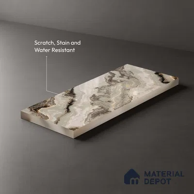 Beige Marble Look LM 20117 8 ft x 4 ft Glossy Finish Decorative Laminate - 1 mm | Suitable for TV Unit, Wardrobe, Kitchen Cabinets