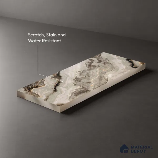 Beige Marble Look LM 20117 8 ft x 4 ft Glossy Finish Decorative Laminate - 1 mm | Suitable for TV Unit, Wardrobe, Kitchen Cabinets