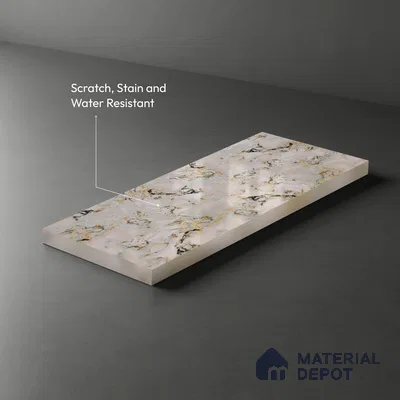 Beige Marble Look LM 20118 8 ft x 4 ft Glossy Finish Decorative Laminate - 1 mm | Suitable for TV Unit, Wardrobe, Kitchen Cabinets
